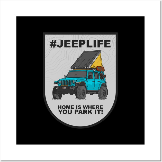 Jeep Life Jeep Wrangler Offroad 4x4 - Ocean Blue Wall Art by 4x4 Sketch